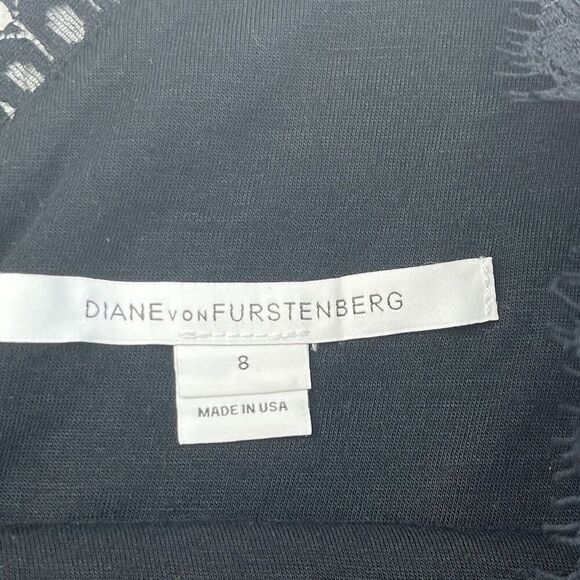 Diane Von Furstenberg DVF Black *Zarita* Lace 3/4‎ Sleeve Cocktail Dress Sz 8 - Picture 5 of 8